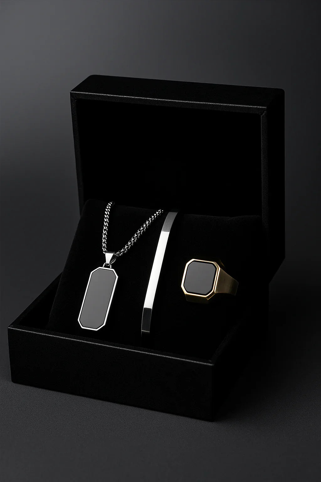 Black Onyx Trio – Premium Men’s Jewelry Gift Set